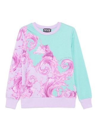 Versace Jeans Couture Light blue sweatshirt with pink graphic print