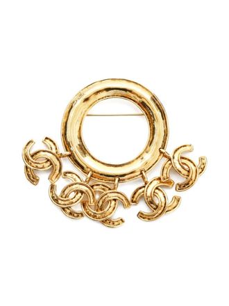 Chanel 1994 signature interlocking CC logo Brooch - women - Gold Plated - One Size