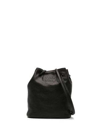 Miu Miu Borsa a secchiello in pelle mini - Nero