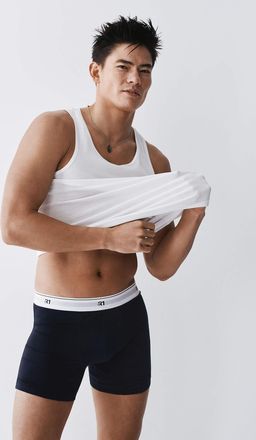 Le 31 Mens 5 logo-waist classic boxer briefs Organic cotton 3-pack