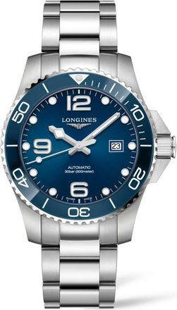 Longines HydroConquest Automatic Bracelet Watch, 43mm in Silver/Blue/Silver at Nordstrom