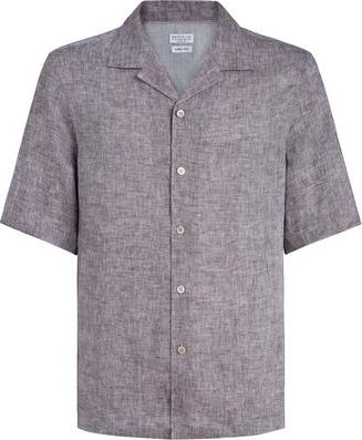 Brunello Cucinelli Short sleeve shirt in Hazelnut at Nordstrom, Size Xxx-Large Eu
