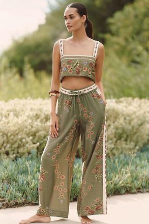 Agua Bendita Senja Square-Neck Crop Top