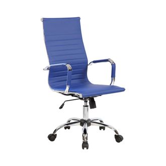 Serena Dmora - Silla De Oficina Dluis, Sill&oacute;n Ejecutivo Con Reposabrazos, Silla De Oficina Ergon&oacute;mica, Azul, 63x54h106/116 Cm