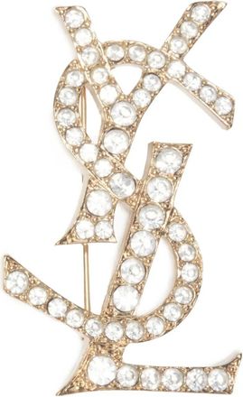 Saint Laurent 1980-2000 logo-plaque brooch - Gold