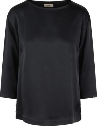 Herno Elegante Blouse van Viscosemix - Dames - Blouses - Zwart - S - Overhemden