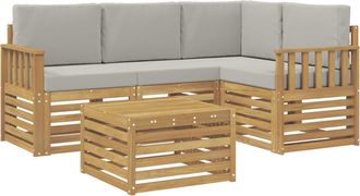 vidaXL Conjunto De Sof&aacute;s De Exterior 5 Uds. Blanco Y Gris Claro Vidaxl