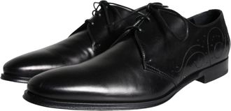 Dolce & Gabbana Black Calfskin Leather Derby Men Dress Shoes