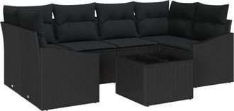 vidaXL Garden Sofa Set with Cushion Manual 7 pcs Black 55 x 55 x 37 cm Vidaxl