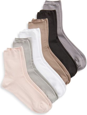 Muk Luks Assorted 6-Pack Crew Socks in Neutral Pack at Nordstrom