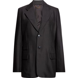 Victoria Beckham Single Breasted Virgin Wool Blend Suiting Blazer in Black at Nordstrom, Size 4 Us