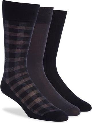 Lorenzo Uomo Assorted 3-Pack Crew Socks in Black at Nordstrom Rack