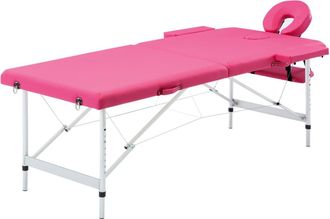 vidaXL Camilla De Masaje Plegable De 2 Secciones Acero Inoxidable Rosa 020001809