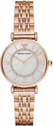 Emporio Armani Ros&eacute;goudkleurig roestvrijstalen dameshorloge - Dames - Horloges - Roze - ONE Size - Accessoires