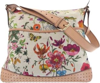 Gucci Pre-owned Cross Body Bags, female, Multicolor, Size: ONE SIZE Pre-owned Flora Canvas/Leather Shoulder Bag