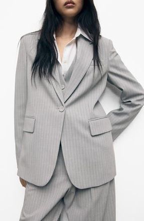 Mango Pinstripe Suit Jacket in Grey at Nordstrom Rack, Size Medium