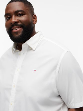 Tommy Hilfiger Big & Tall Kurzarmhemd BT-FLEX POPLIN SOLID, Herren, Gr. 4XL, N-Gr, wei&szlig;, Web, Obermaterial: 100% Baumwolle, TOMMY HILFIGER BIG & TALL, regular fit normal, Rundh
