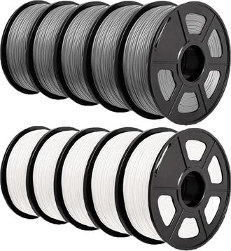OEM Filamento Pla Plus, 1,75 Mm De Di&aacute;metro, Alta Precisi&oacute;n Dimensional, 5 Blancos Y 5 Grises