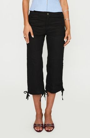 Princess Polly Hot Rod Drawstring Cuff Capri Pants in Black at Nordstrom, Size 10