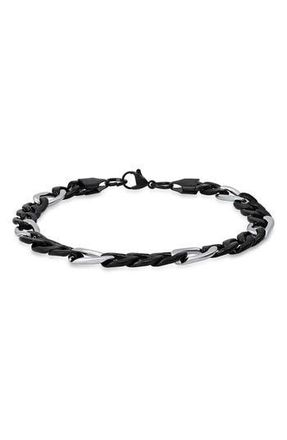 Steeltime Mens Two Tone Curb Link Bracelet in Black at Nordstrom Rack