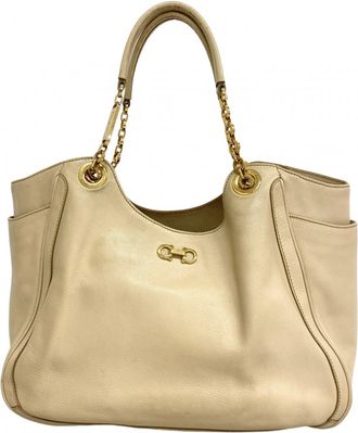 Ferragamo Beige Leather Tote Bag (Pre-Owned)