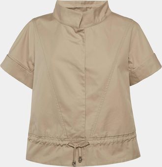 Roberto Cavalli Beige Gabardine Drawstring Detail Jacket