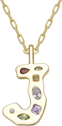 Genevive 14K Plated Cz Alphabetical Necklace