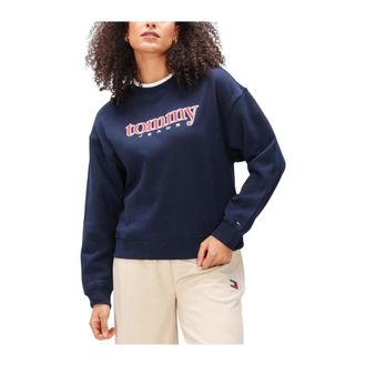 Tommy Jeans TJW BXY Applique Crew - Dames - Sweatshirts - Blauw - XS - Katoen - Hoodies & sweatvesten
