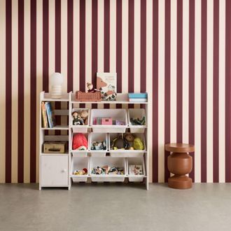 Sweeek Mueble para ni&ntilde;os con 9 cubos, 4 estantes y 1 puerta, blanco