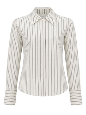 Co Tailored Classic Collar Striped Silk Blouse