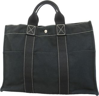Herm&egrave;s Black Canvas Tote Bag (Pre-Owned)