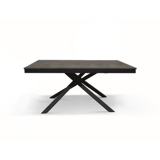 Konte Design Mesa de madera color acero oxidado,base antracita,extensible 160x90