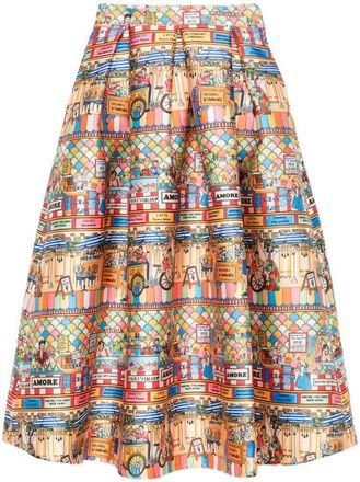 Alessandro Enriquez Womens Printed Midi Skirt