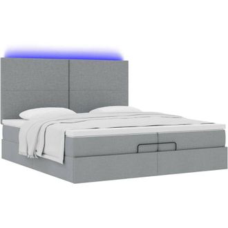 vidaXL Estructura De Cama Otomana Colchones Tela Gris Claro 200x200cm Vidaxl