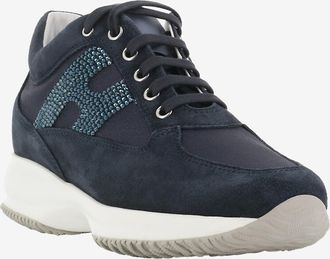 Hogan Niedrige Nylon- und Wildledersneakers mit Kristallen Hogan Interactive H