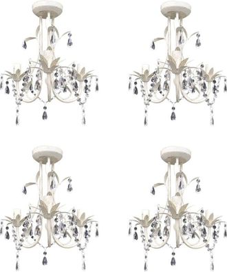 vidaXL Crystal Pendant Ceiling Lamp Chandeliers 4 pcs Elegant White vidaXL