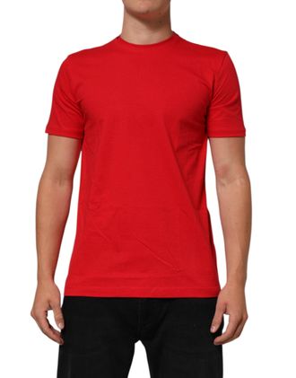 Dolce & Gabbana Mens Red Goodluck 2023 Cotton Crew Neck T-Shirt