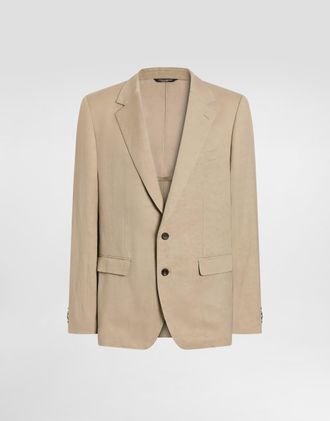 Dolce & Gabbana Martini Light Single-breasted Linen Jacket - Man Suits And Blazers Beige 44