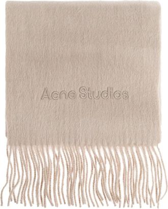 Acne Studios Wool Logo Scarf - unisex - Wintersjaals - Beige - ONE Size - Wol - Accessoires