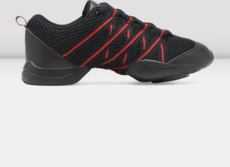 Bloch BLOCH Adult Criss Cross Split Sole Dance Sneakers, Red Mesh Leather