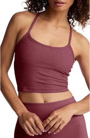 Beyond Yoga Space Dye Slim Racerback Crop Tank in Smooth Mauve Heather at Nordstrom, Size X-Large