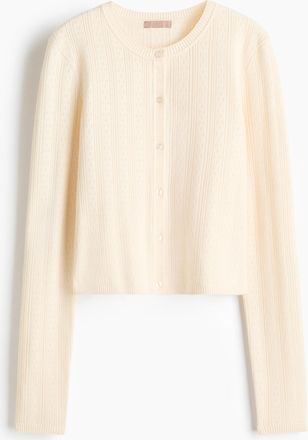 H&M Cardigan in Pointellestrick - White