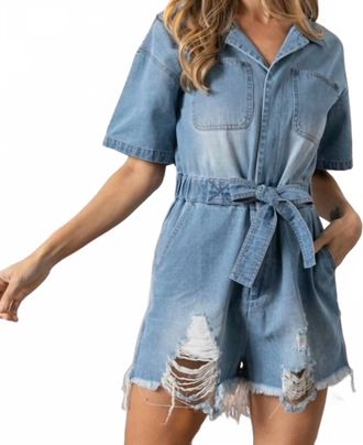 Bibi Debbie Denim Romper In Blue