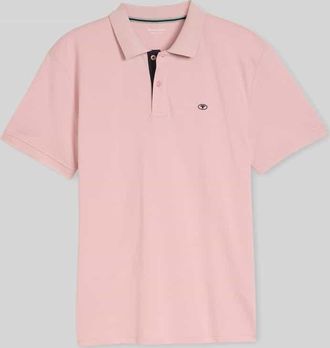 Tom Tailor Regular Fit Poloshirt aus reiner Baumwolle mit Logo-Stitching in Pink, Gr&ouml;&szlig;e XXXL