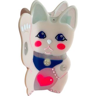Centinelle Maneki Lucky Cat Hair Claw in White at Nordstrom