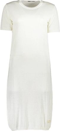 Cavalli Korte witte jurk met ronde hals - Dames - Korte kleedjes - Wit - XS - Kleedjes
