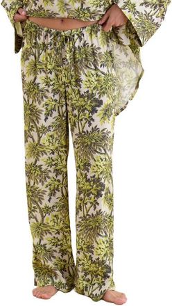Papinelle Sleepwear x Karen Walker Canopy Wide Leg Pajama Pants in Citronelle at Nordstrom, Size Small