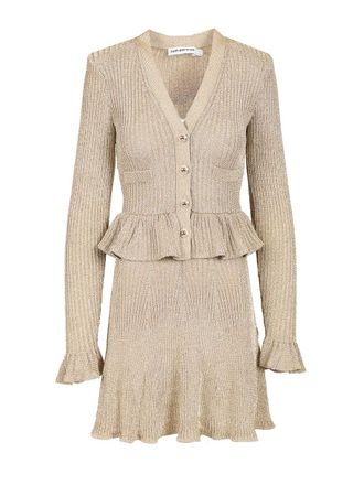 Self Portrait Knitted Mini Dress Abiti Oro-Donna