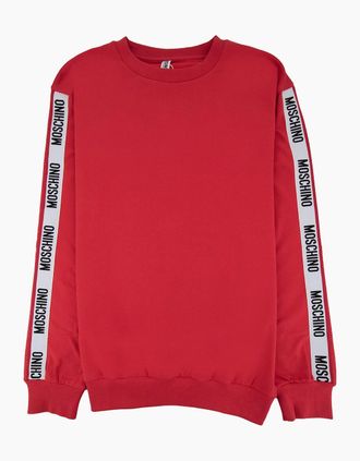 Moschino Mens Moschino Underwear Tape Logo Crew Neck Sweatshirt Red 0118 - Size: 37/36/32