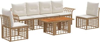 vidaXL Conjunto De Sof&aacute;s De Jard&iacute;n 7 Uds. Natural Y Crema Vidaxl